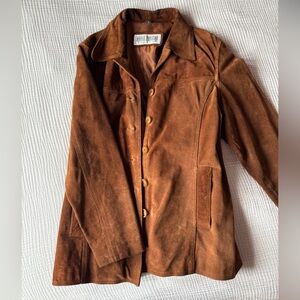 Karin Morgan Vintage Cognac Suede Button-Down Shacket